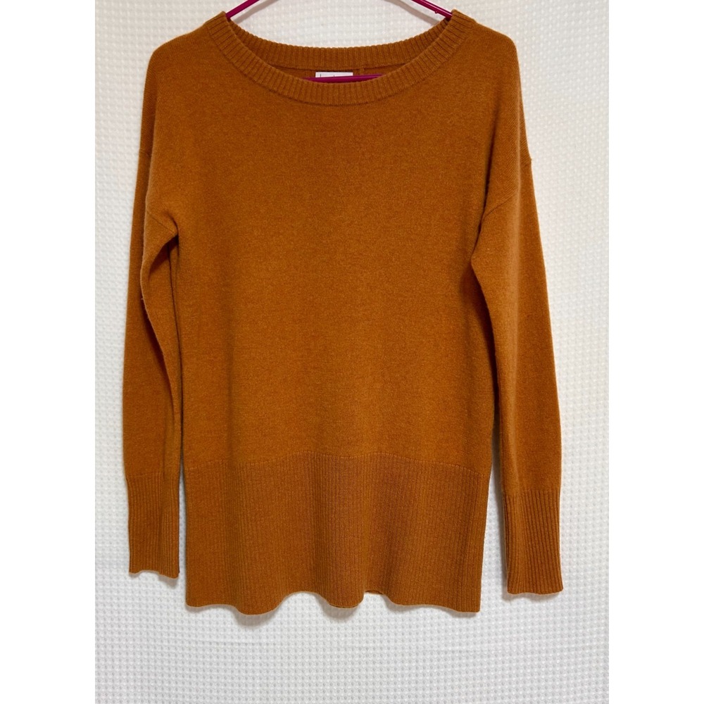 Nicole Miller Women's size S 2 Ply 100% Cashmere Sweater Rust Orange Fall b4 - Picture 2 of 9